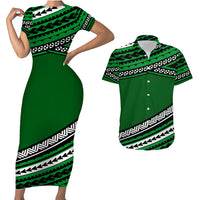 Polynesian Couples Matching Outfits Combo Bodycon Dress And Hawaii Shirt Simple Green LT6 No Dress - Polynesian Pride