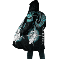 Aotearoa New Zealand Maori Shell Compass Kiwi And Manaia Printed Cloak - Polynesian Pride