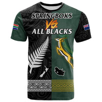 South Africa Protea and New Zealand Fern T Shirt Rugby Go Springboks vs All Black Ver.03 LT8 - Polynesian Pride