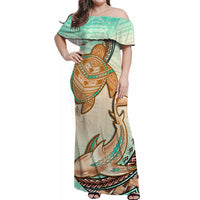 Hawaii Couple Outfits Hawaii Matching Dress and Hawaiian Shirt Polynesian Shark And Sea Turtle Dreamy Turquoise Artsy LT14 - Polynesian Pride