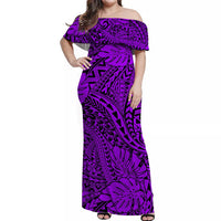 Matching Hawaiian Outfits For Couples Polynesian Tribal Art Purple LT14