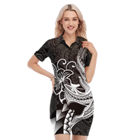 Polynesian Shark Tattoo Hawaii Tribal Polo Dress - LT12 Women Black - Polynesian Pride