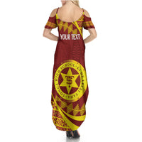 Personalised Tonga High School Family Matching Summer Maxi Dress and Hawaiian Shirt Happy 77 Years Anniversary LT14 - Polynesian Pride