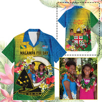 Custom Photo Malampa Fiji Day Hawaiian Shirt Together We Grow Coat Of Arms Tropical Flowers CTM14