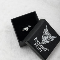Polynesian Pride Turtle and Starfish Ring – Adjustable Sterling Silver Ocean Jewelry