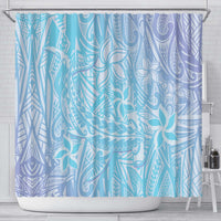 Baby Blue Gradient Polynesia Shower Curtain Hawaiian Tribal Hammerhead Shark Tattoo LT14 - Polynesian Pride