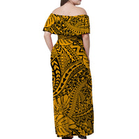 Hawaii Off Shoulder Long Dress Polynesian Tribal Art Ver.05 LT14 - Polynesian Pride