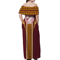 Hawaii Roosevelt High School Off Shoulder Long Dress - LT12 - Polynesian Pride