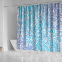 Baby Blue Gradient Polynesia Shower Curtain Hawaiian Tribal Hammerhead Shark Tattoo LT14 - Polynesian Pride