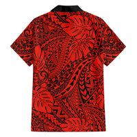 Red Hawaii Family Matching Off Shoulder Maxi Dress And Hawaiian Shirt Tribal Art LT14