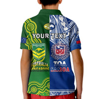Custom Samoa Rugby and Australia Rugby Polo Shirt Toa Samoa Mix Kangaroos Pacific LT14 - Polynesian Pride