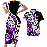 Plumeria Polynesian Couples Matching Outfits Combo Bodycon Dress And Hawaii Shirt Trending Purple LT6 No Dress - Polynesian Pride