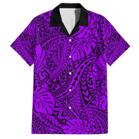 Purple Hawaii Family Matching Off Shoulder Long Sleeve Dress And Hawaiian Shirt Tribal Art LT14 - Polynesian Pride