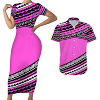 Polynesian Couples Matching Outfits Combo Bodycon Dress And Hawaii Shirt Simple Pink LT6 No Dress - Polynesian Pride