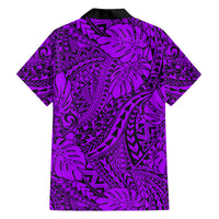 Purple Hawaii Family Matching Off Shoulder Long Sleeve Dress And Hawaiian Shirt Tribal Art LT14 - Polynesian Pride