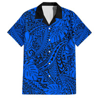 Blue Hawaii Family Matching Off Shoulder Maxi Dress And Hawaiian Shirt Tribal Art LT14