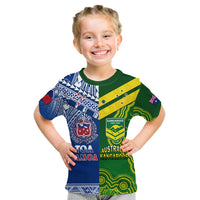 (Custom Personalised) Samoa Rugby and Australia Rugby T Shirt KID Toa Samoa Mix Kangaroos Pacific LT14 Youth XL Size14 - Polynesian Pride