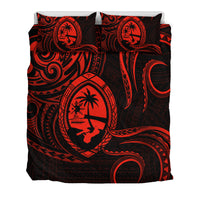 Polynesian Pride Guam With Polynesian Tribal Tattoo and Coat of Arms Bedding Set Red Version LT9 - Polynesian Pride