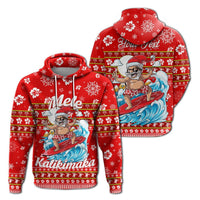 Custom Hawaii Christmas Santas Surf Mele Kalikimaka Hoodie LT2 Hoodie RED - Polynesian Pride