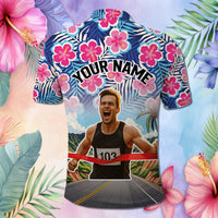 Custom Race Bib and Photo Marathon Nature and Tropical Style Polo Shirt