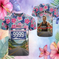 Custom Race Bib and Photo Marathon Nature and Tropical Style T Shirt CTM03 - tartan-scottish