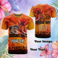 Custom Photo Australia and New Zealand ANZAC Day T Shirt Soldiers Memories - Red Poppies with Aboriginal and Maori Art CTM03 - tartan-scottish