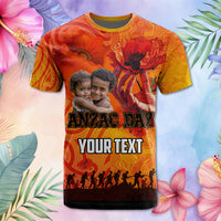 Custom Photo Australia and New Zealand ANZAC Day T Shirt Soldiers Memories - Red Poppies with Aboriginal and Maori Art CTM03 - tartan-scottish