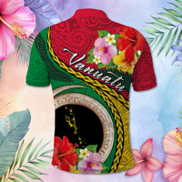 Custom Photo Vanuatu Tribal Boar Tusk Tropical Plants Polo Shirt