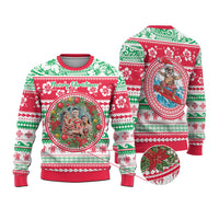Custom Photo Polynesian Christmas Knitted Sweatshirt CTM05 - Polynesian Pride