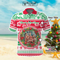 Custom Photo Polynesian Christmas Polo Shirt - Polynesian Pride