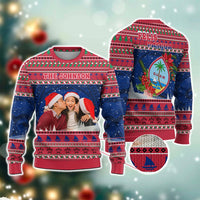 Custom Photo Guam Christmas Knitted Sweatshirt Guaman Seal Poinsettia Felis Pasgua CTM05 - Polynesian Pride