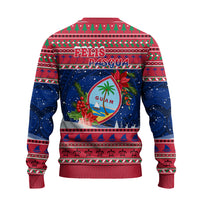 Custom Photo Guam Christmas Knitted Sweatshirt Guaman Seal Poinsettia Felis Pasgua CTM05 - Polynesian Pride