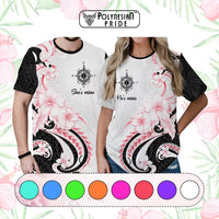 Custom Polynesian Couple National Spouses Day T shirt Compass Hibiscus Flowers CTM05 Multicolor - Polynesian Pride