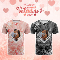 Custom Photo New Zealand Valentine T Shirt Maori Hongi With Piwakawaka CTM05 Multicolor - Polynesian Pride