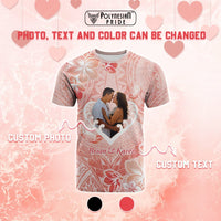 Custom Photo New Zealand Valentine T Shirt Maori Hongi With Piwakawaka CTM05 - Polynesian Pride