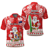 Custom Polynesian Countries Christmas Polo Shirt Santa Coat Of Arms CTM05 - Polynesian Pride