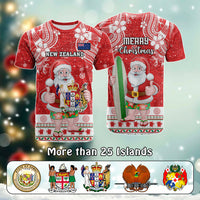 Custom Polynesian Countries Christmas T Shirt Santa Coat Of Arms CTM05 Red - Polynesian Pride