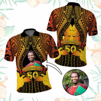Custom Photo Papua New Guinea Independence Day Polo Shirt 50th Anniversary - Polynesian Pride