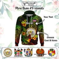 Custom Polynesian Countries Hoodie Coat Of Arms Polynesian Tribal Tattoo Shark CTM05 Zip Hoodie Black - Polynesian Pride