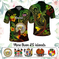 Custom Polynesian Countries Polo Shirt Coat Of Arms Polynesian Tribal Tattoo Shark CTM05 - Polynesian Pride