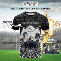 Custom Photo New Zealand Fern Rugby T Shirt Maori Pattern CTM05 - Polynesian Pride