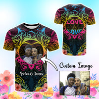 Custom Photo Happy Pansexual Pride Day T Shirt Love Is Love Polynesian Style CTM05 Multicolor - Polynesian Pride