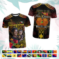 Custom Photo Papua New Guinea Provinces T Shirt Symbol Flag Sepik Blue Orchid Motifs CTM05 - Polynesian Pride