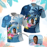 Custom Photo Fiji Polo Shirt Polynesian Palm Tree Fijian Tapa Pattern CTM05 Multicolor - Polynesian Pride