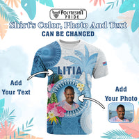 Custom Photo Fiji T Shirt Polynesian Palm Tree Fijian Tapa Pattern CTM05 - Polynesian Pride