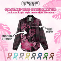 Custom Cancer Awareness Women Casual Shirt Never Give Up Polynesian Ribbon CTM05 - Polynesian Pride