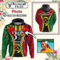 Custom Photo Vanuatu Independence Day Hoodie Pig Tusk Polynesian Pattern