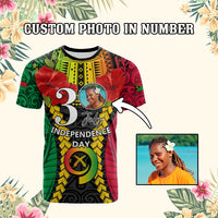 Custom Photo Vanuatu Independence Day T Shirt Pig Tusk Polynesian Pattern CTM05 Multicolor - Polynesian Pride