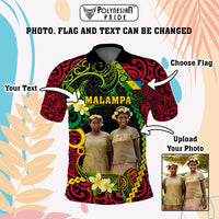 Custom Photo Vanuatu Provinces Polo Shirt Coat Of Arms Plumeria Polynesian Pattern