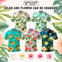 Custom Hawaii Islands Flowers Polo Shirt Polynesian Tribal